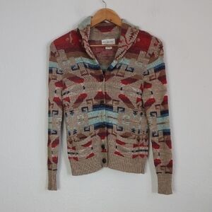 Denim & Supply Ralph Lauren Multicolor Printed Cardigan Sweater Cotton Small